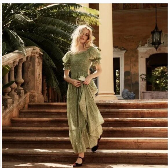 Dôen Colette Dress in Green Garden Bloom Size L - Picture 2 of 16